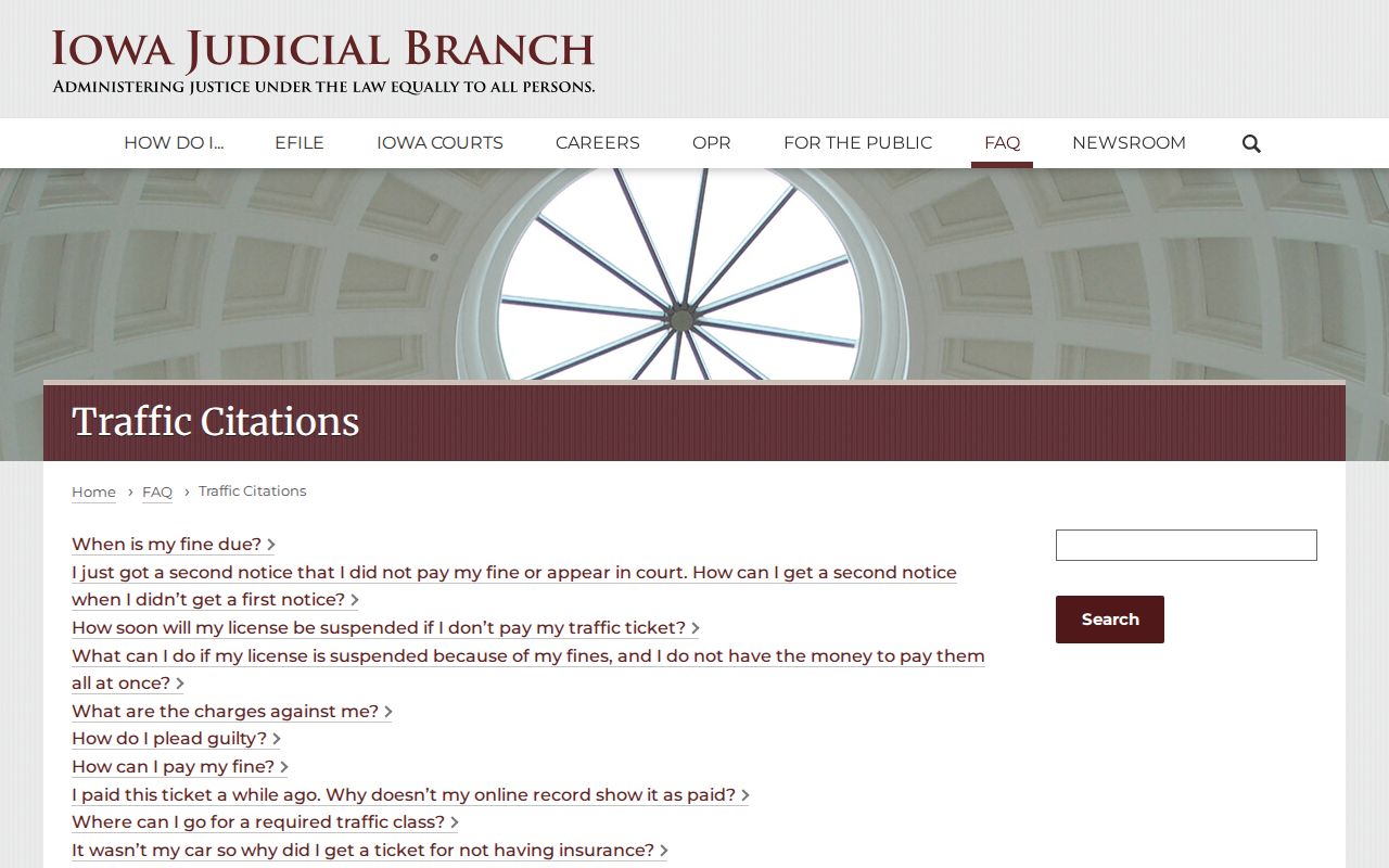 Iowa court FAQ for a Hancock County traffic warrant and citation