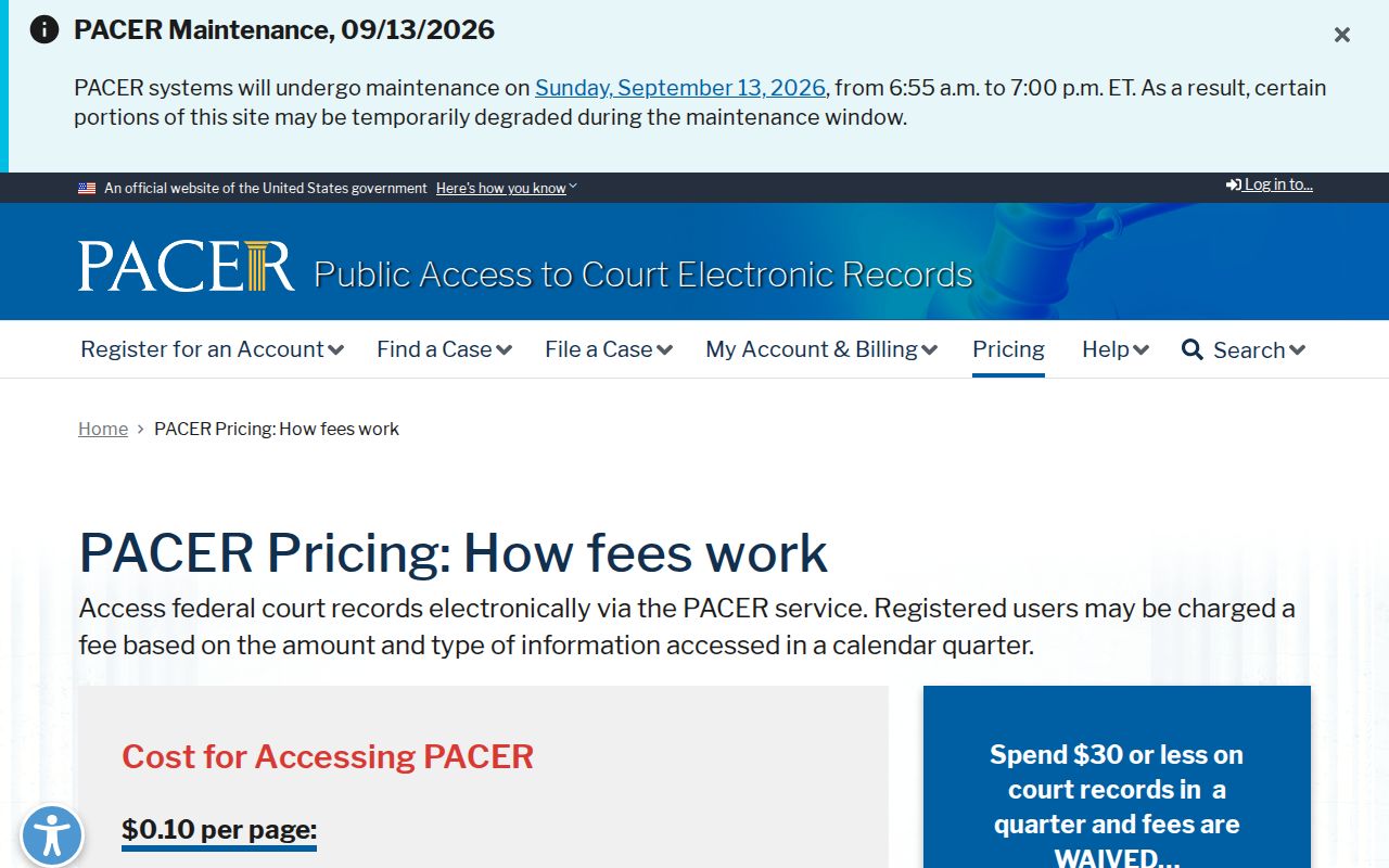 PACER access for federal Hancock County arrest warrant case records
